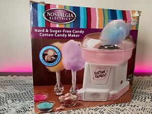Nostalgia Cotton Candy Maker White Pink *NEVER USED* PCM805 *OPEN BOX*