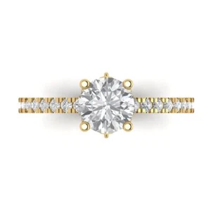Damen-Verlobungsring 1,465 kt Rundschliff VVS1 Zirkonia Diamant 14 Karat Gelbgold - Bild 1 von 11