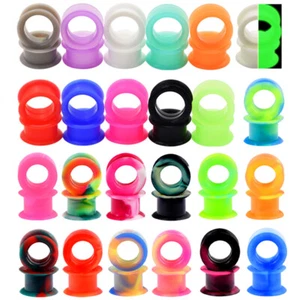 48PCS/LOT Thick Silicone Ear Gauges Double Flared Earskin Tunnels Plugs Expander - Picture 1 of 12