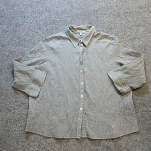 Foxcroft Top Damen Größe 24 W schwarz Gingham kariert strukturiert bügelfrei Knopf Karriere - Bild 1 von 10