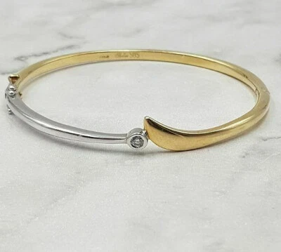 "QUINN"-Brillant-Armreif -Bicolor 585er Weiß- / Gelb-Gold -1 Brillant , 0.09 ct. - Bild 1 von 4