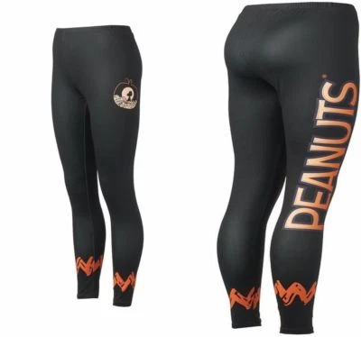 花生 Charlie Brown 史努比大南瓜万圣节打底裤 - 黑色,XS #5711 — 第 1/4 张图片