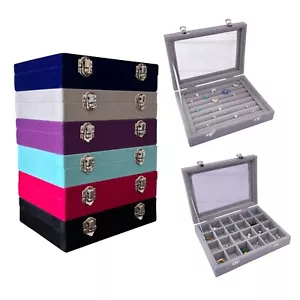 Caja de terciopelo para almacenamiento de joyas anillo gemelos pendiente exhibición de joyas - Imagen 1 de 19