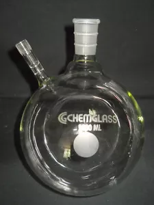 Chemglass 24/40 Airfree Schlenk 2000mL 2L Round Reaction Flask, NO Inlet Valve - Picture 1 of 3
