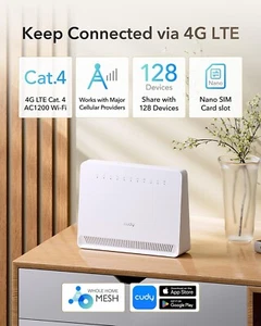 Cudy 4G LTE AC1200 Cat 4 fast Modem wifi Router with SIM Slot Unlocked LT500E - Picture 1 of 9