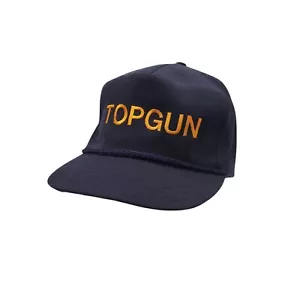 Vintage 1980s Navy Blue Top Gun Gold Embroidered One Size Fits All Unisex Snapba - Picture 1 of 10