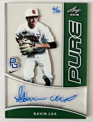 Gavin Lux Dodgers 2015 Leaf Perfect Game Pure Green /10 Auto Autograph Rookie RC - Image 1 of 2