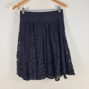 Massimo Dutti womens skirt size M aus 8 W28 inch navy blue floral lace 086184 - Picture 1 of 10