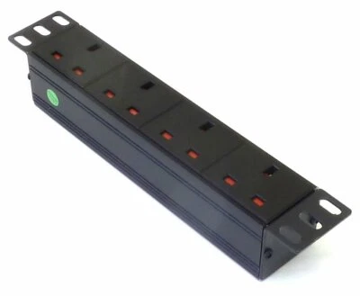 10" 4 Way Horizontal Power Distribution Unit Strip UK Miniline PDU Rack Mount - Image 1 of 2