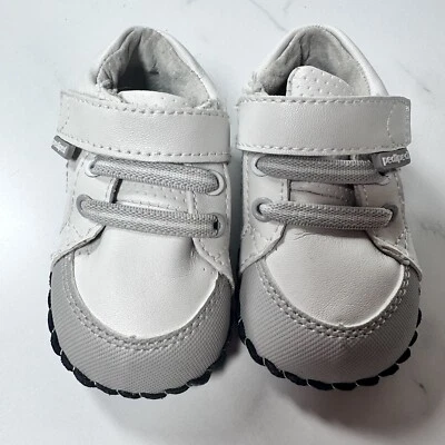 PEDIPED Dani Blanco Gris Talla 6-12 meses 4-4,5 Flexible Suela Suave Zapatos de Bebé NUEVO Foto 1 de 4