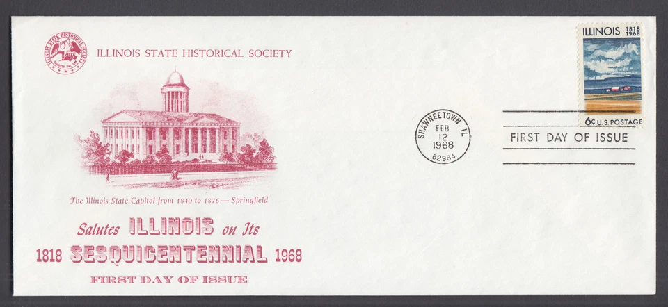 US Planty 1339-24 FDC.1968 6c Illinois FDC, State Historical Society 1st cachet - Image 1 of 1