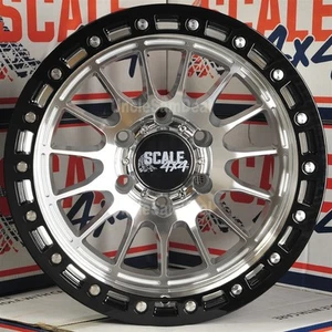 17x9 6x139.7 6x5.5 -25 OFFSET SCALE 4x4 S04 MACHINE BLACK LIP 15 SPOKES 4 WHEELS - Picture 1 of 5