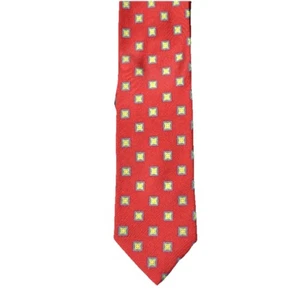 Peter Millar Made In Italy Tie 100% Silk Red Flower Print Men Neck Tie Geometric - Picture 1 of 8