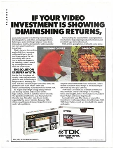 Vintage Print Ad TDK VHS Video Cassette - The Solution Is Super Avilyn Aug 1984 - Picture 1 of 5