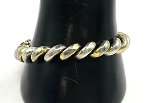 DD12 Vintage Italy 925 Sterling Silver Twisted Link Bracelet - Picture 1 of 9