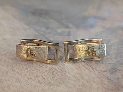 复古金色袖扣中国字符符号 福福好运 男式  — 第 1/4 张图片