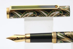 Pluma Estilográfica Fina Esmalte Floral Verde y Dorado BOOTS De Colección, GT (Tinta Suministrada) - Imagen 1 de 4