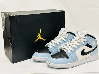 Size US 7 - Nike Air Jordan 1 Mid *GS* 555112 401 ICE BLUE/BLACK-SAIL-WHITE - Image 1 of 4