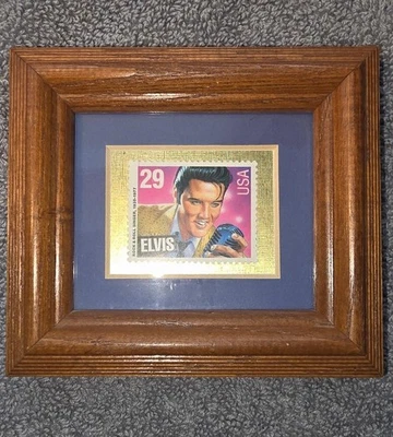 猫王普雷斯利正品美国邮票带框美国邮政 1996 年 Winco Int'l Graceland 被授权商 — 第 1/4 张图片