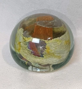 Isle Of Wight Studio Art Glass Brown/Orange Swirl Paperweight Signed 556g - Picture 1 of 10