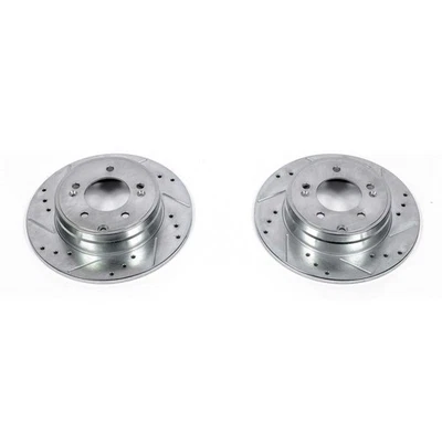 Par de rotores ranurados perforados PowerStop Evolution traseros para Hyundai Sonata Foto 1 de 3