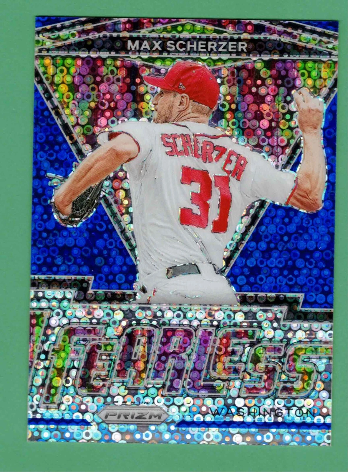 2021 PANINI PRIZM MAX SCHERZER FEARLESS BLUE DONUT CIRCLES 136/199 NATIONALS