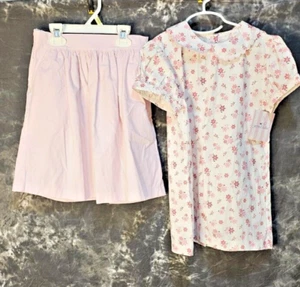 NWT - James & Lottoe Floral Print Cotton Cap Sleeve Top and Pink Skirt Set - 12 - Picture 1 of 5
