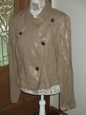 Chaqueta Alfani Status Chic Para Mujer 14 Metálica Dorado Lino Cintura Asimétrica Nueva Con Etiquetas Foto 1 de 4