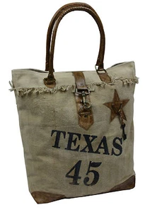 Borsa donna tela tracolla shopper vintage Texas - Foto 1 di 2