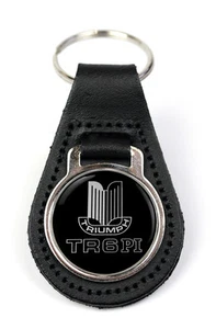 Triumph TR6 PI Schlüsselanhänger Kühlergrill Logo Qualität schwarz Leder - Bild 1 von 1