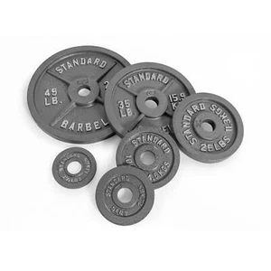 Placa de peso de hierro fundido olímpica gris con barra CAP, 2,5-100 lb, individual - Imagen 1 de 9