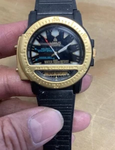 Vtg Rare Lorus Men 42mm Watch Gold/Black Tone Alarm Chrono Analog Digital(good)$ - Picture 1 of 12