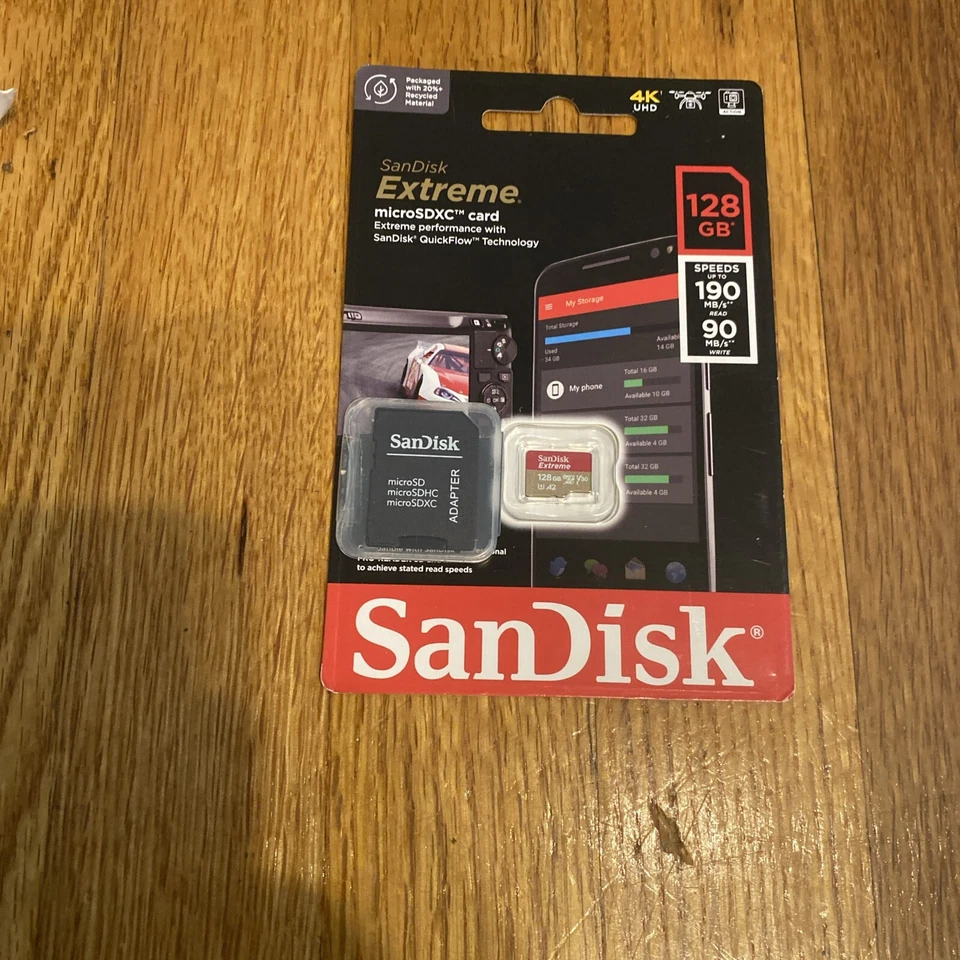 SanDisk 128 GB Extreme microSDXC UHS-I Card with Adapter NEW - Image 1 of 1