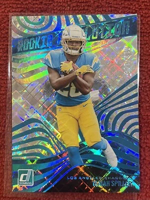 2022 Donruss Isaiah Spiller Rookie Revolution Cosmic /100 #REV-15 Rookie RC - Image 1 of 3