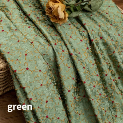 Floral Brocade Damask Fabric Faux Silk Satin Craft for Dress Cloth 75 100cm - Image 1 of 4