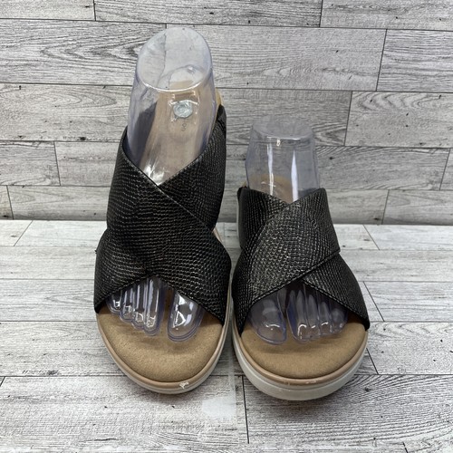 Sandali donna Clarks Collection Jillian Gem nero oro zeppa slide misura 9 5M