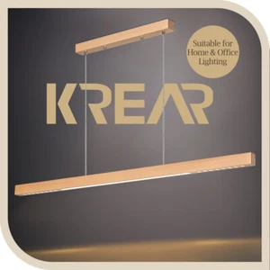 Krear 120cm Linear Pendant Light Beech Wood Led Kitchen Benchtop Pendant Lamp - Picture 1 of 6