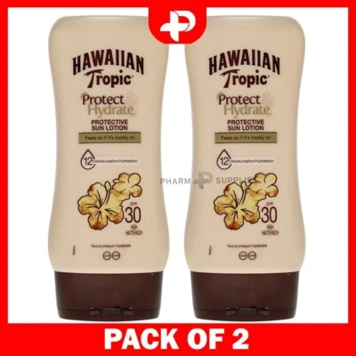 Hawaiian Tropic Protect & Hydrate Protective Sun Lotion SPF 30 180ml Pack of 2 - Image 1 of 4