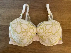 Victoria's Secret Antique Yellow Lace 32DD Sexy Tee Lightly Lined Demi Bra VS!!! - Picture 1 of 2