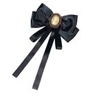 Elegant Black Crystal Bow Brooch Pin Neck Tie for Women Men Wedding Party