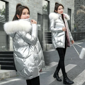 Cappotto Donna Solido Inverno Riscaldamento Giacca Cotone Pelliccia Con Cappuccio Cotone Parka Outwear - Foto 1 di 15