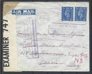 1944 NON CONSEGNA PER IL MOTIVO INDICATO, NESSUN SERVIZIO, RESTITUZIONE AL MITT - Foto 1 di 2