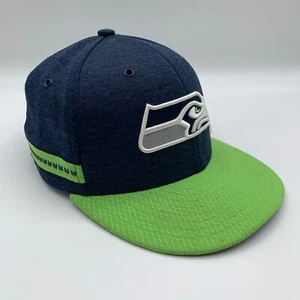 Seattle Seahawks NFL Navy Blue Volt Green New Era 59Fifty Fitted Hat Youth 6 3/4 - Picture 1 of 6