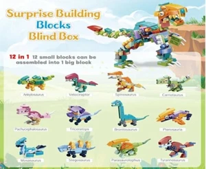 12-in-1 Dinosaur Building Block Set – Create 12 Dinosaurs & a Giant T-Rex - Picture 1 of 6