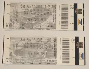 Giants Mets MLB Club Ticket Stub Cliff Floyd HR #139 Barry Bonds Walk 5/17/03 - Picture 1 of 2