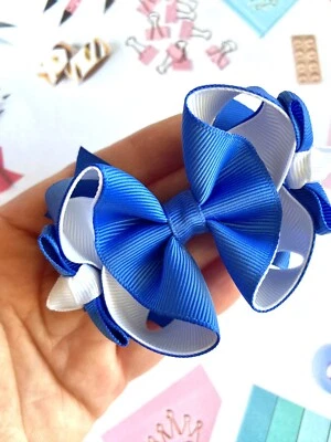 ZANDAS DREAM BOUTIQUE Royal blue school bows,royal blue and white school hair bows,back to school