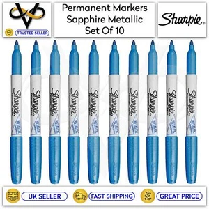 Sharpie Fine Pont Permanent Marker Pens Sapphire Metallic Set of 10 School/Work - Picture 1 of 1
