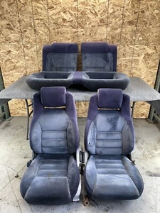 TOYOTA SUPRA MK3 86-92 CLOTH SEAT SEATS SET BLUE CLOTH REAR FRONT LEFT RIGHT OEM - Picture 1 of 24
