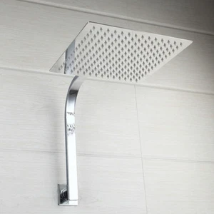 Juego de grifo de cabeza de ducha mezcladora de lluvia cromada para baño de 16"" + brazo de ducha cuello de ganso - Imagen 1 de 10