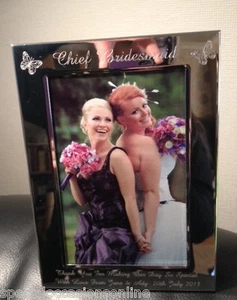 Personalised Engraved Portrait 6 x 4" Photo Frame with Butterflies - Bridesmaid - Picture 1 of 10